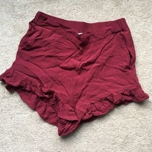 Maroon H&M ruffle shorts